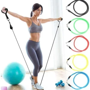 11-in-1 Resistance Bands Set (100 lbs) – Latex Workout Tubes with Handles