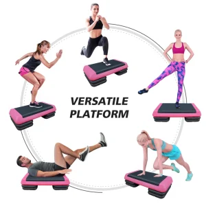 Adjustable Aerobic Stepper Platform – 3 Height Levels, Non-Slip Design, Up to 550 lbs Capacity (Pink + Black)