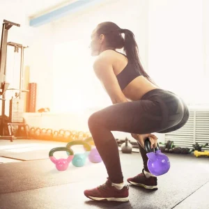 Vinyl-Coated Cast Iron Kettlebell Set – 5, 10, 15 lbs for Full-Body Strength Training